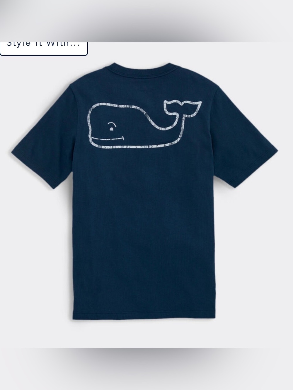 Vineyard Vines Boys Navy Blue Whale Vintage Short-Sleeve Pocket Tee size 7